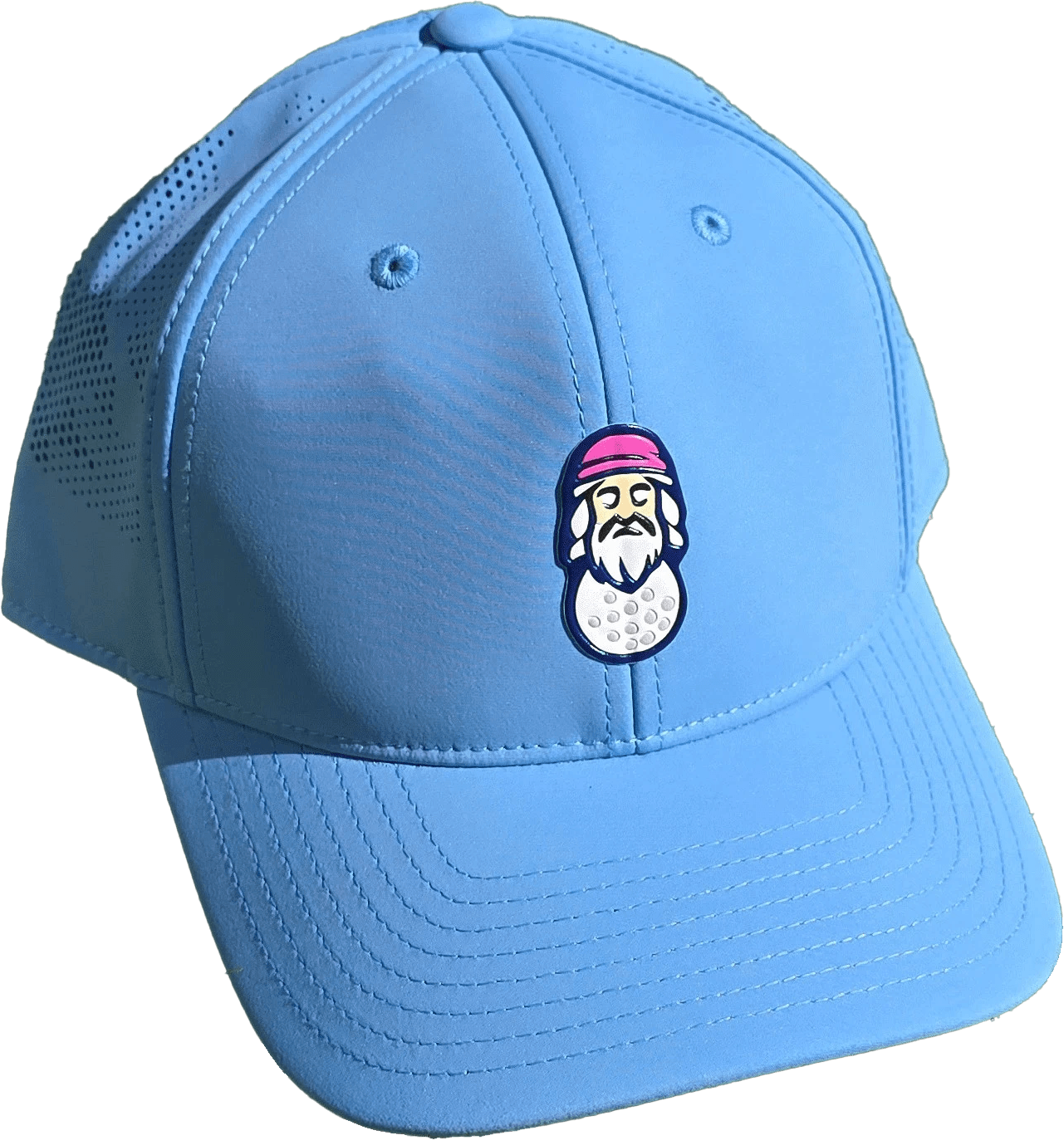 Light Blue Golf Hat with Pink Logo